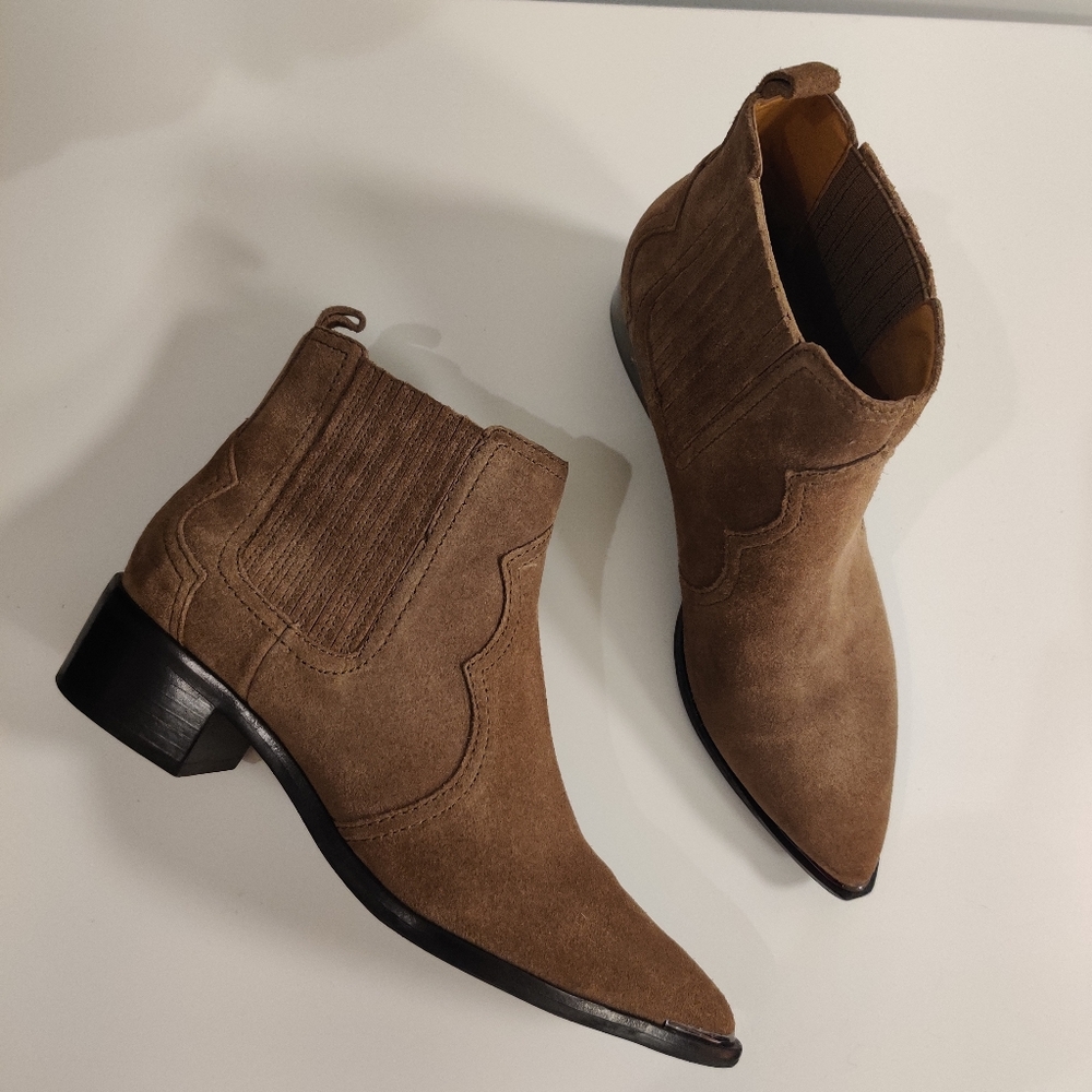 Marc Fisher Yommi Taupe Suede Bootie